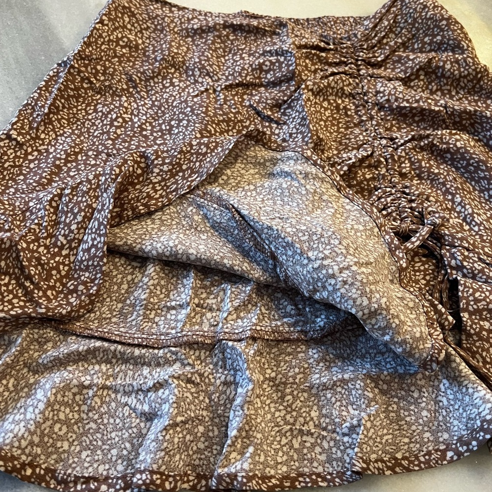 Light Brown Patterned Skirt With Drawstring - image 5